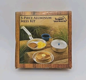 Texsport 5 Stück Aluminium Mess Kit Bratpfanne Topf Deckel 8 Unzen Kunststoff Becher - Bild 1 von 10