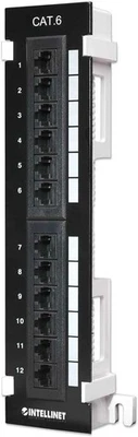 INTELLINET 560269 CAT-6 UTP Wall-Mount Patch Panel, 12 Port NOB - FREE SHIP - Image 1 of 4
