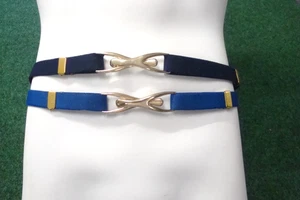 Damen Stretch One Fit Taille 18'-40" Querlenker Verschluss Gürtel Paar hellblau & marineblau - Bild 1 von 4