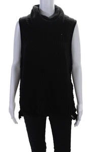 Autumn Cashmere Womens Turtleneck Sleeveless Shell Sweater Black Size Medium - Picture 1 of 4