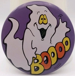 Vintage Halloween Ghost Boooo Pinback Button Cute Fun Retro Graphics Pin Badge - Picture 1 of 4