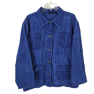 VTG 90s Corduroy Chore Jacket Retro Grunge Indie Art Teacher 2X lagenlook Boho - Image 1 of 4