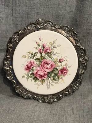 "Rosas de remache barrocas de porcelana y plata de Wallace de 8"" #738 vintage" Foto 1 de 4