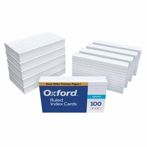 Oxford Ruled Index Cards, 3" x 5", White, 1,000 Cards (10 Packs of 100) (31) - Picture 1 of 8