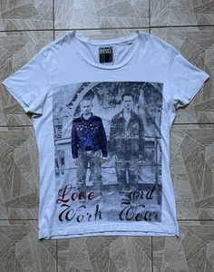 Rare Vintage Diesel Industry Graphic Tee White Love Work Wear Print 2000s M Y2K - Picture 1 of 9