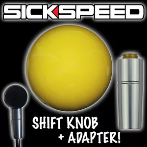 YELLOW GUMBALL SHIFT KNOB & ADAPTER FOR AUTO/AUTOMATIC GEAR SHIFTER LEVER KA2 - Picture 1 of 1