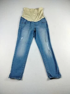 Maternity Jean Jeggings Womens 2 Cropped Denim Distressed Pregnancy A Glow Baby - Picture 1 of 10