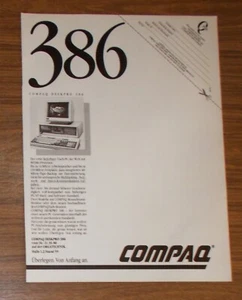 Seltene Werbung COMPAQ DESKPRO 386 Personal Computer - 386 1986 - Picture 1 of 1