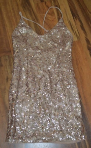 Abito paillettes oro Forever 21 cocktail party ballo capodanno medio regolabile - Foto 1 di 5