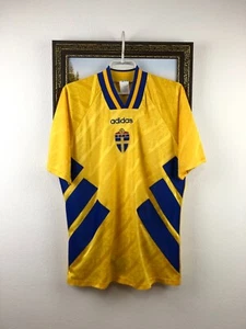 Sweden Home football shirt 1994 Soccer Adidas Jersey Rare Mens Yellow Size M - Picture 1 of 9