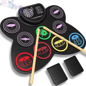 E-Drum Set E-Schlagzeug Elektronische Trommel Pads LED Schlagzeug Doppelpedal - Bild 1 von 14