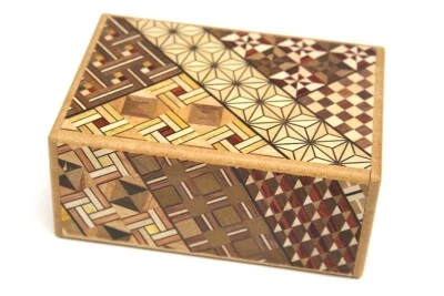Yosegi Marquetry Hakone craft work Japan secret Puzzle box 12 step gimmick rare — 第 1/4 张图片