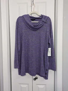 N Touch NWT Women's Size XL Sweater Purple Cowl Neck - Picture 1 of 5
