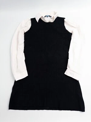 Anthropologie Eva Franco Women Small Layered Mini Dress Black White Collared - Image 1 of 4