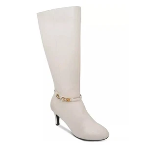 New Karen Scott Women's White Tall Dress Boots White Gold Size 6 - Foto 1 di 10
