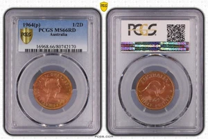 1964Y MS66RD Australia Half Penny 1/2d Kangaroo PCGS GRADED Gem UNC - Picture 1 of 1
