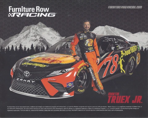 2018 MARTIN TRUEX JR "FURNITURE ROW" #78 MONSTER ENERGY CUP NASCAR B/B POSTCARD Cover