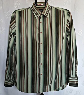 AUTHENTIC PAUL SMITH LONDON STRIPED GREEN RED MENS DRESS SHIRT SIZE US 15 EU 38 - Image 1 of 4