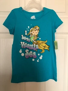 Extremely Me - Girl's Mermaid Glitter Tee 6X - Blue - Picture 1 of 2