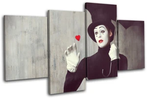 Surrealism Mime Artist Umbrella Fantasy MULTI CANVAS WALL ART Picture Print - Picture 1 of 1