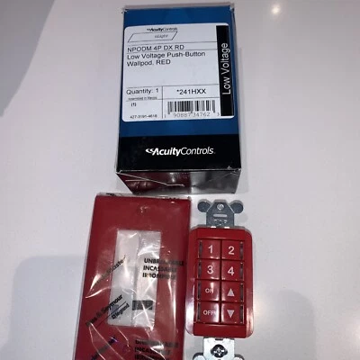 nLIGHT Acuity NPODM-4P-DX-RD Wallpod 8-button Red LV CAT5 Wall Station - Image 1 of 4
