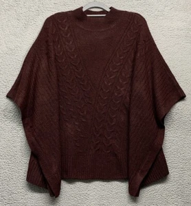 NEW Simply Vera Wang Fashionable Pullover Cable Knit Poncho Drk Brn Sz XLg/XXLg - Picture 1 of 16