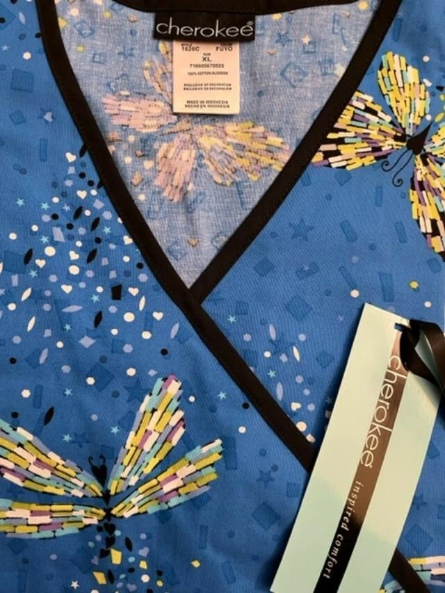 Scrubs Cherokee Women's Scrubs Top BUTTERFLY 1626C FUYO Size XL - Image 1 of 1