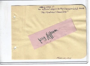 RARE 1940'S JERRY HEFFERMAN MONTREAL CANADIENS AUTOGRAPHED PAGE CUT ! - Picture 1 of 1