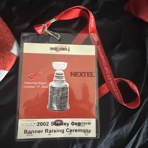2002 Detroit Red Wings Stanley Cup Banner Raising Ceremony Ticket And Lanyard Cover