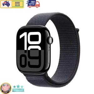 Apple Watch Series 10 GPS 46mm Jet Black Aluminium Case and Black Sport Loop - Picture 1 of 10