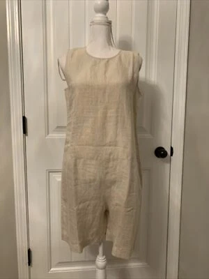 Nuevo Mono Corto Eileen Fisher Petite Lino Orgánico Sin Teñir Natural Talla SP Foto 1 de 4