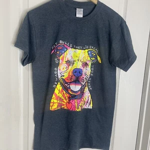 Camiseta gris brillante Gilden para hombre pequeña Pit Bull Dog nueva sin etiquetas - Imagen 1 de 8