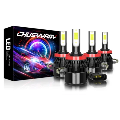H11 LED Headlight Bulbs Low Beam H9 High Beam fit Buick Allure 2005-2010 - Image 1 of 4