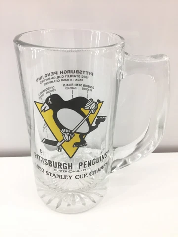 Pittsburgh Penguins 1992 Stanley Cup Champs Beer Pint Stein Glass Cover
