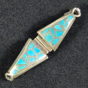 VTG 1950s Era Sterling Silver, Turquoise Inlay Watch Band Native American Navajo - Picture 1 of 9