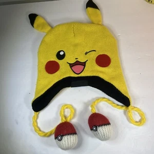 Pokemon PIKACHU Earflap Beanie Hat Youth One Size Official Nintendo - Imagen 1 de 6