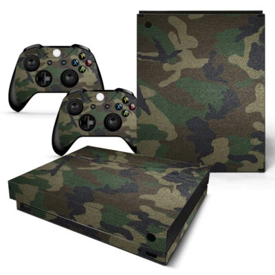 Army Camo Xbox One X Console & 2 Controllers Skin Decal Vinyl Wrap SKIN STICKER - Image 1 of 4