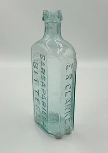 Gran E.R. ZARZAPARRILLA CLARKE'S BITTERS SHARON MASS. Botella - ¡PONTIL ABIERTO!! - Imagen 1 de 11