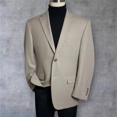 JOS A BANK Mens Beige Linen/Cotton Blazer Tailored fit Two Button Sport Coat 44S - Image 1 of 4