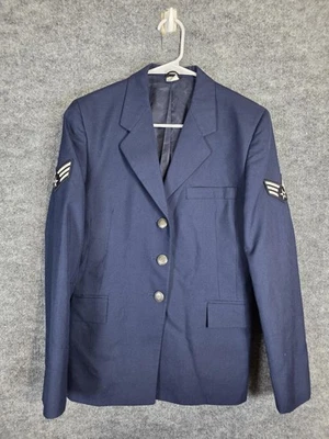 Vintage US Air Force Dress Coat Womens 10 Medium Long Blue Poly Wool Serge AF - Image 1 of 4