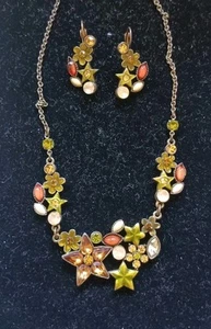 NEW QVC Anne Koplik Designs Swarovski Crystal Enamel Flowers Necklace Set - Picture 1 of 6