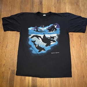 Vintage T-Shirt Killerwal Orca schwarz XL Harlekin - Bild 1 von 5