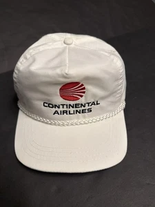 Vintage Continental Airlines Rope Hat White Sportcap Taiwan R.O.C. Strapback - Picture 1 of 6