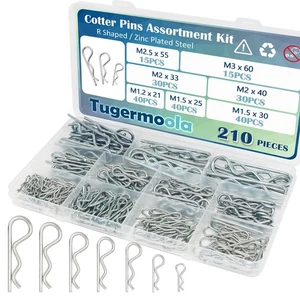 Tugermoola 210PCS 7 Sizes Cotter Pin Assortment Kit Zinc Plated Steel R Shape... - Picture 1 of 6