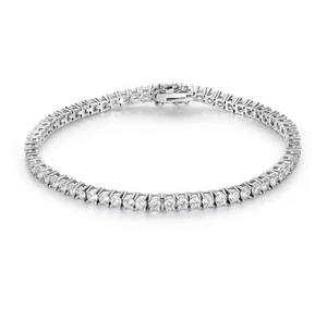 3.34ct Lab Grown Diamond Tennis Bracelet - 10K Solid White Gold 2.5mm - 15.24 cm - Picture 1 of 4