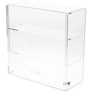 Plymor Acrylic Locking Case w/ Sliding Back, 2 Shelves, 16.5" x 16.25" x 7" - Picture 1 of 1