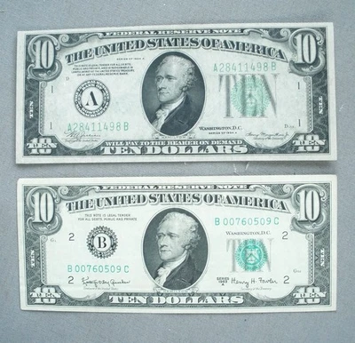 Lot of two (2) very nice $10 dollar bills, Series 1934 A & 1963 A - Image 1 of 4