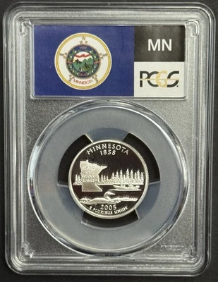 2005-S Minnesota 90% SILVER Washington Quarter ~PCGS PR69DCAM State Flag Label - Image 1 of 2