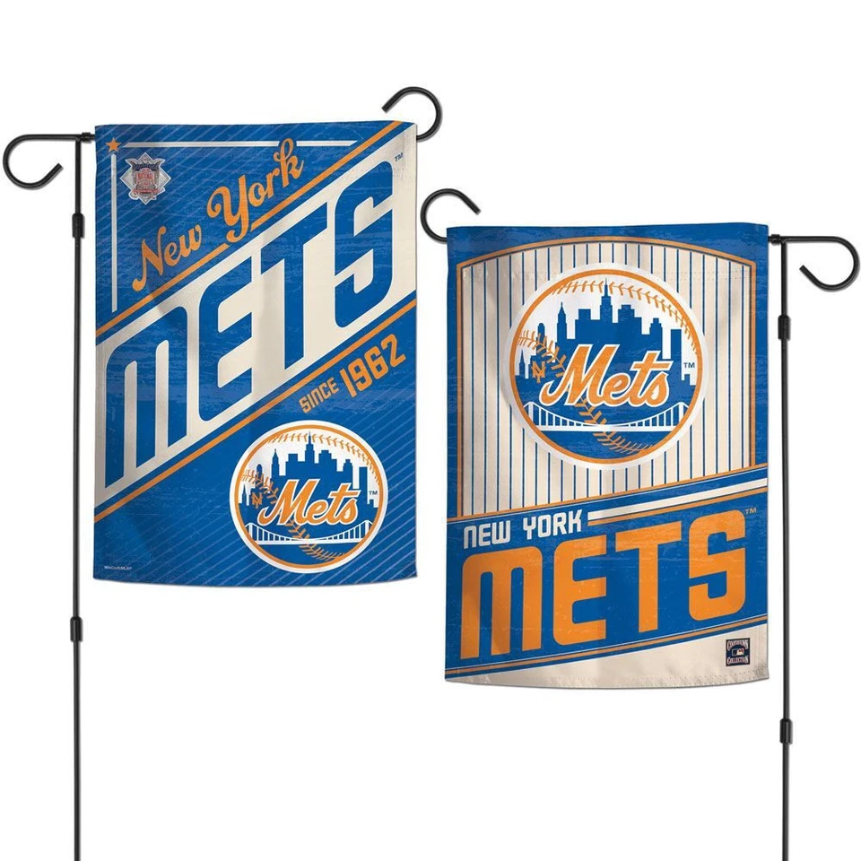 New York Mets Flag 12x18 Garden Style 2 Sided Cooperstown - Image 1 of 1