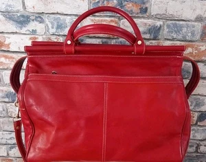 Bolso de mano Vera Pelle hecho a mano de cuero italiano rojo - Imagen 1 de 24